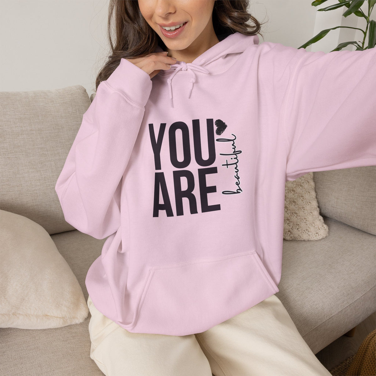 You Are Enough beautiful | Self Love Motivational Graphic Hoodie