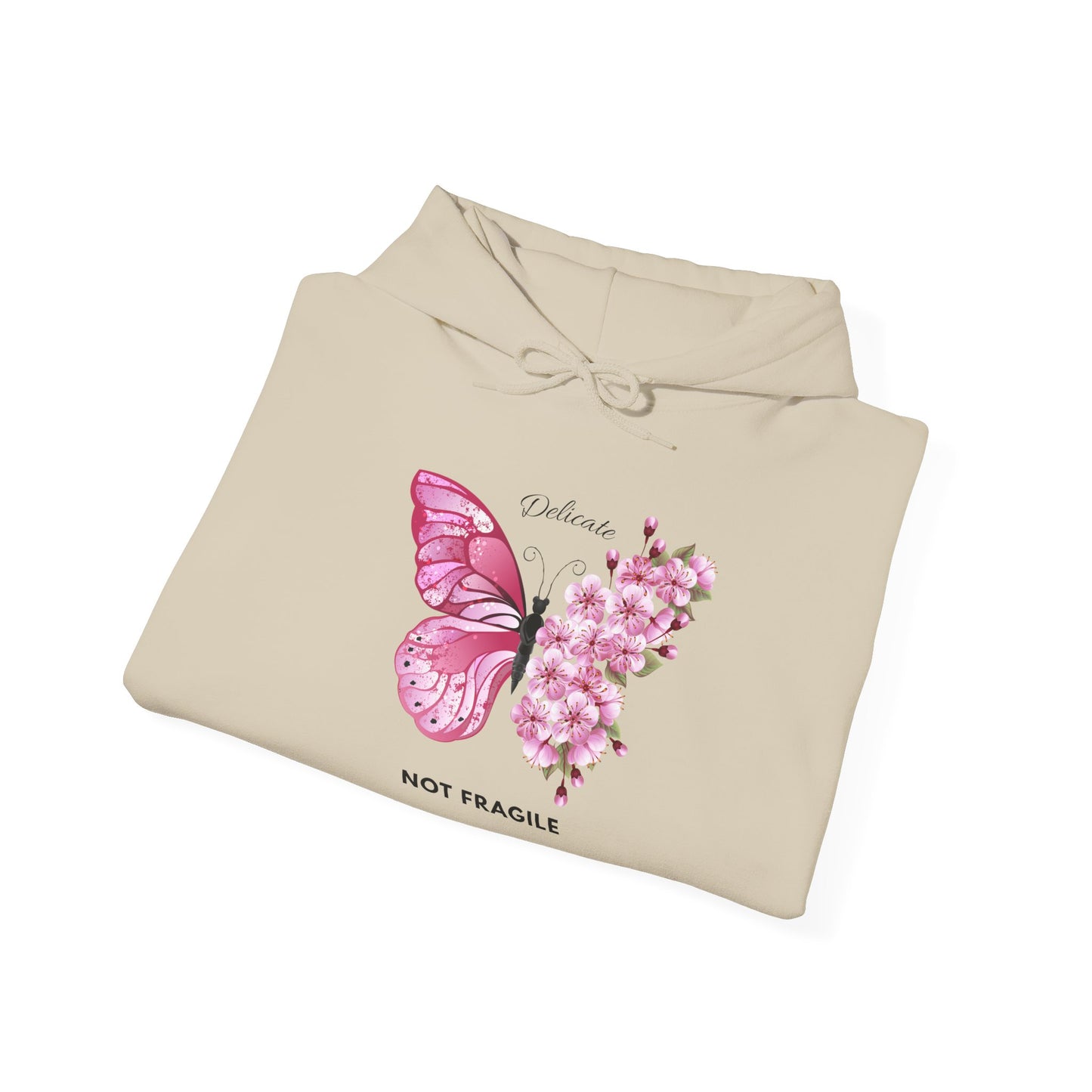 Not Fragile Butterfly Hoodie — Pink Floral Butterfly Comfort Sweatshirt