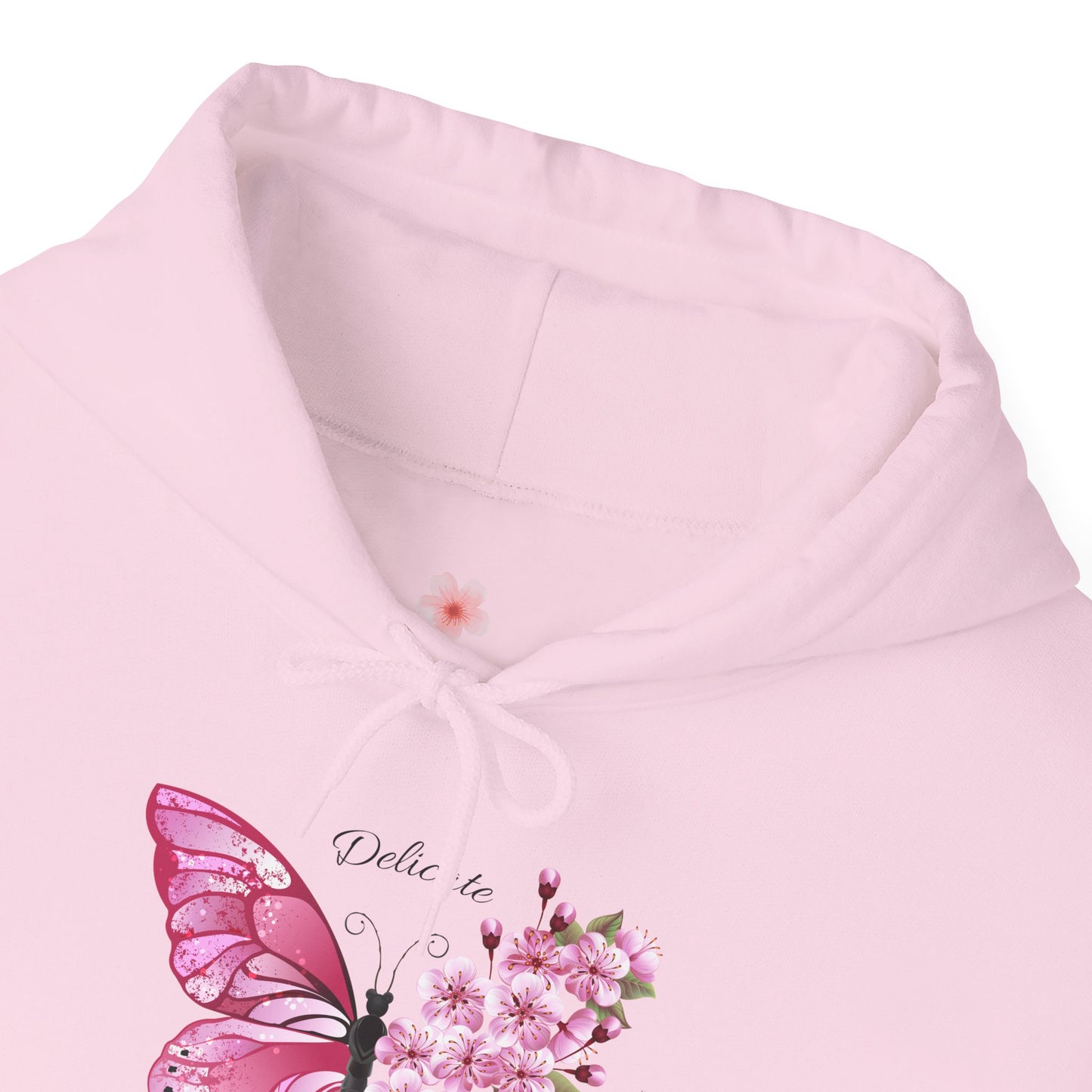 Not Fragile Butterfly Hoodie — Pink Floral Butterfly Comfort Sweatshirt