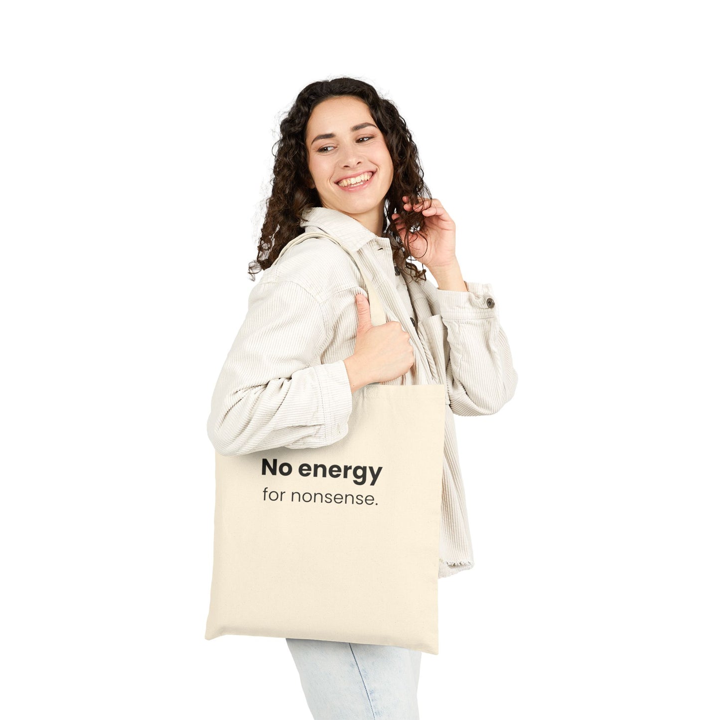 No Energy for Nonsense Tote Bag – Beige Aesthetic Minimal Canvas Tote for Everyday Mood 🤍