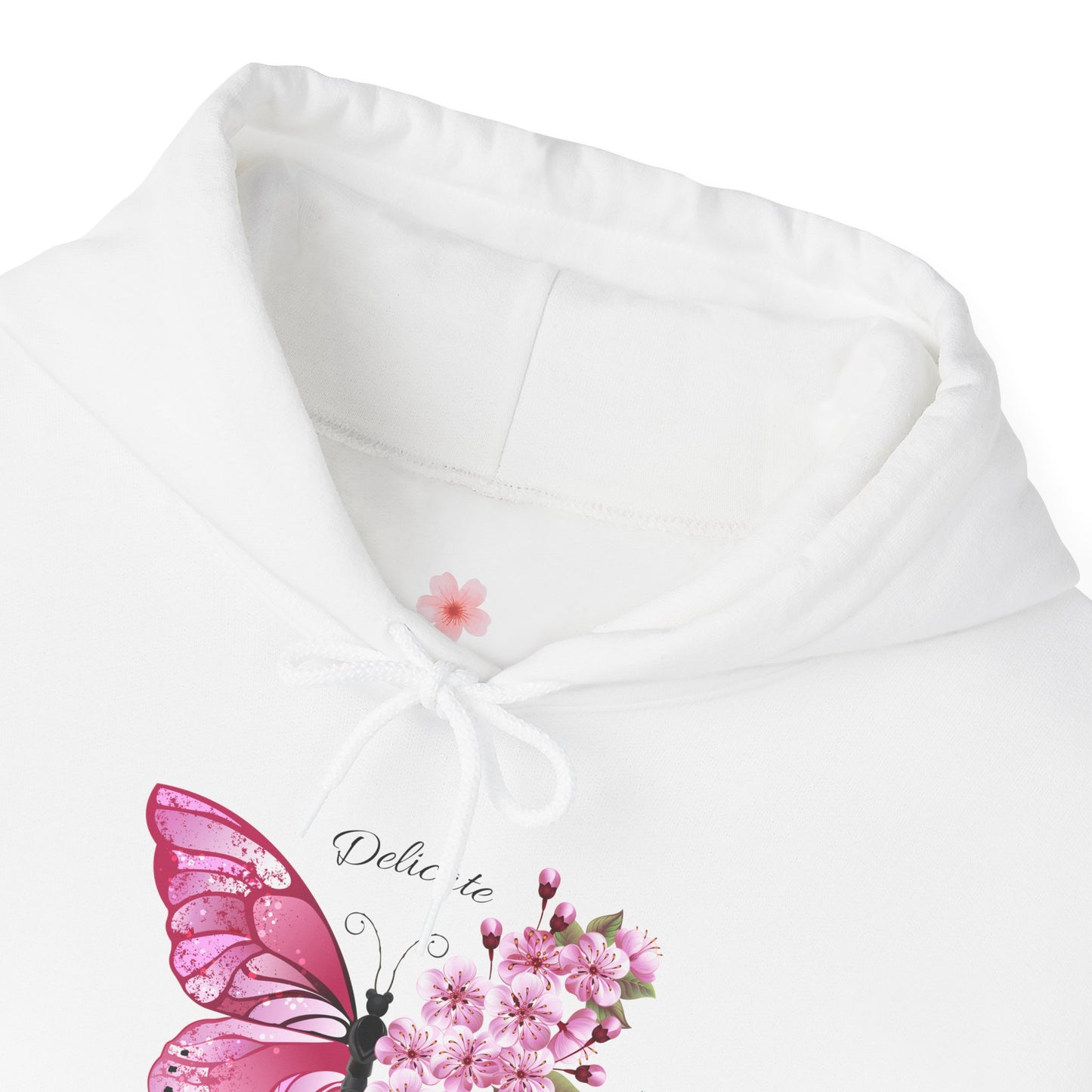 Not Fragile Butterfly Hoodie — Pink Floral Butterfly Comfort Sweatshirt