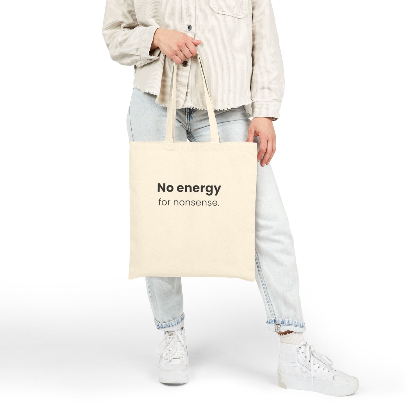 No Energy for Nonsense Tote Bag – Beige Aesthetic Minimal Canvas Tote for Everyday Mood 🤍