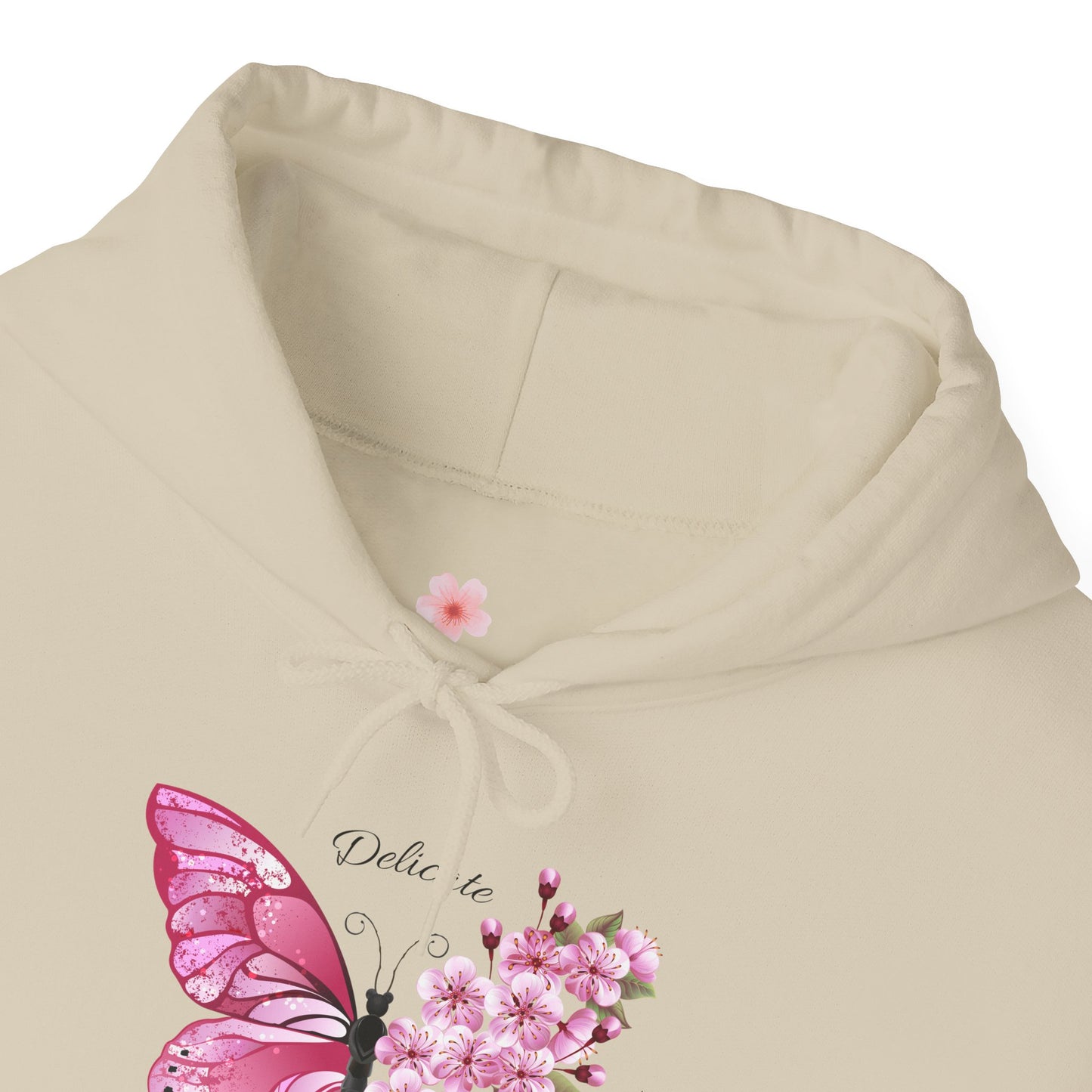 Not Fragile Butterfly Hoodie — Pink Floral Butterfly Comfort Sweatshirt