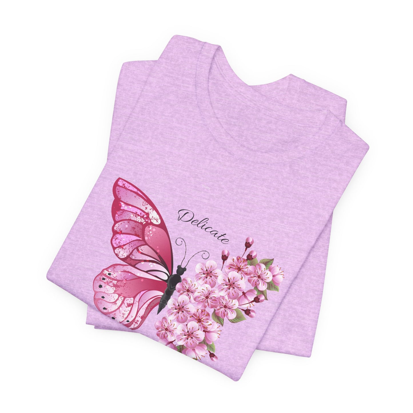 🌸 Delicate Not Fragile – Pink Butterfly Tee 🦋💖