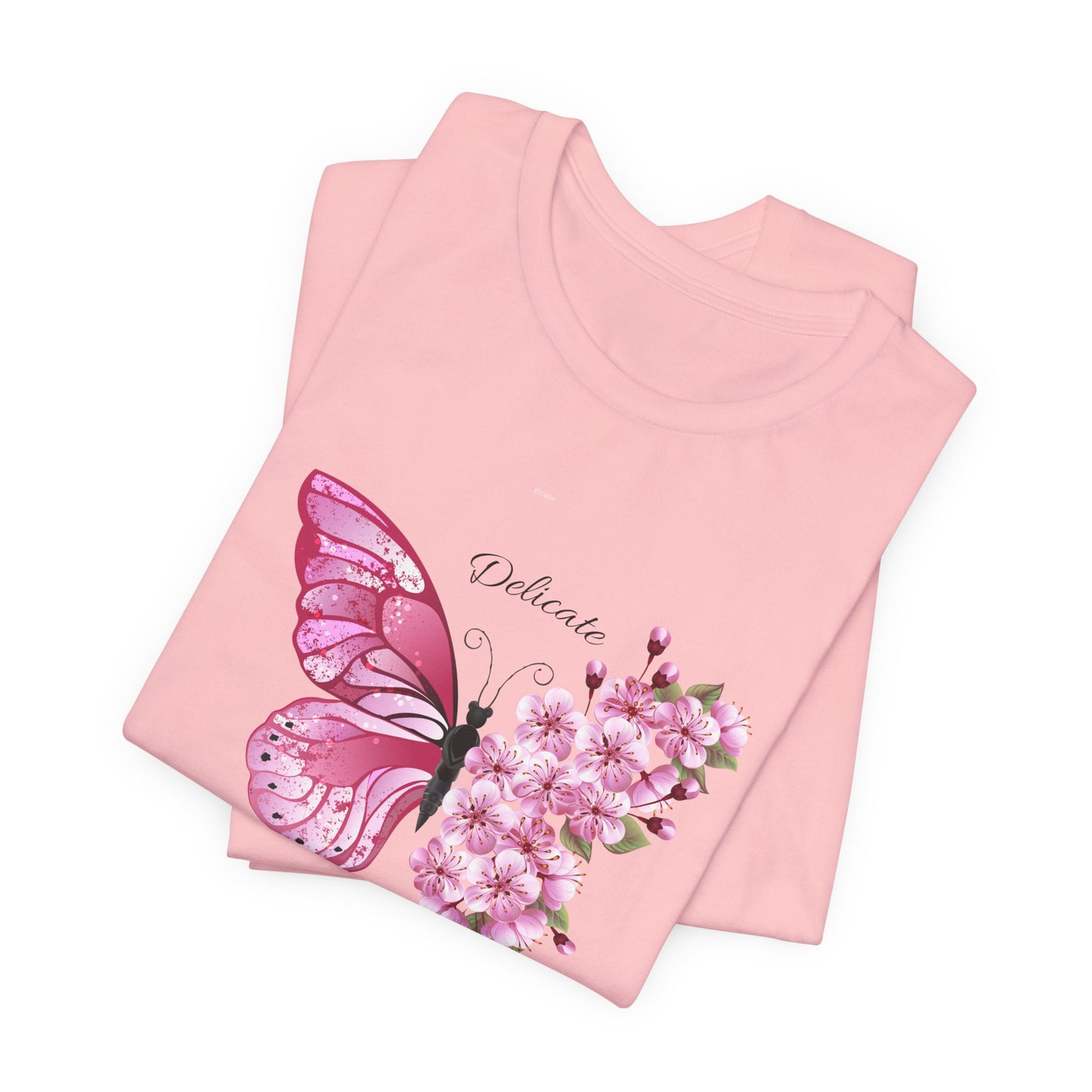 🌸 Delicate Not Fragile – Pink Butterfly Tee 🦋💖