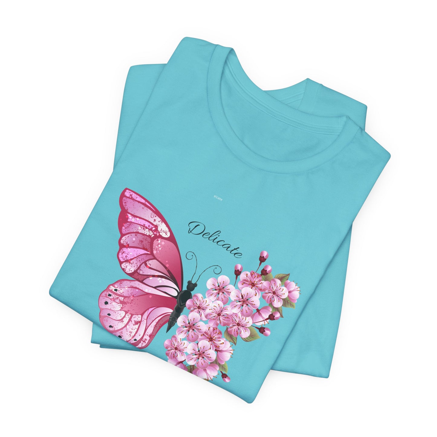 🌸 Delicate Not Fragile – Pink Butterfly Tee 🦋💖