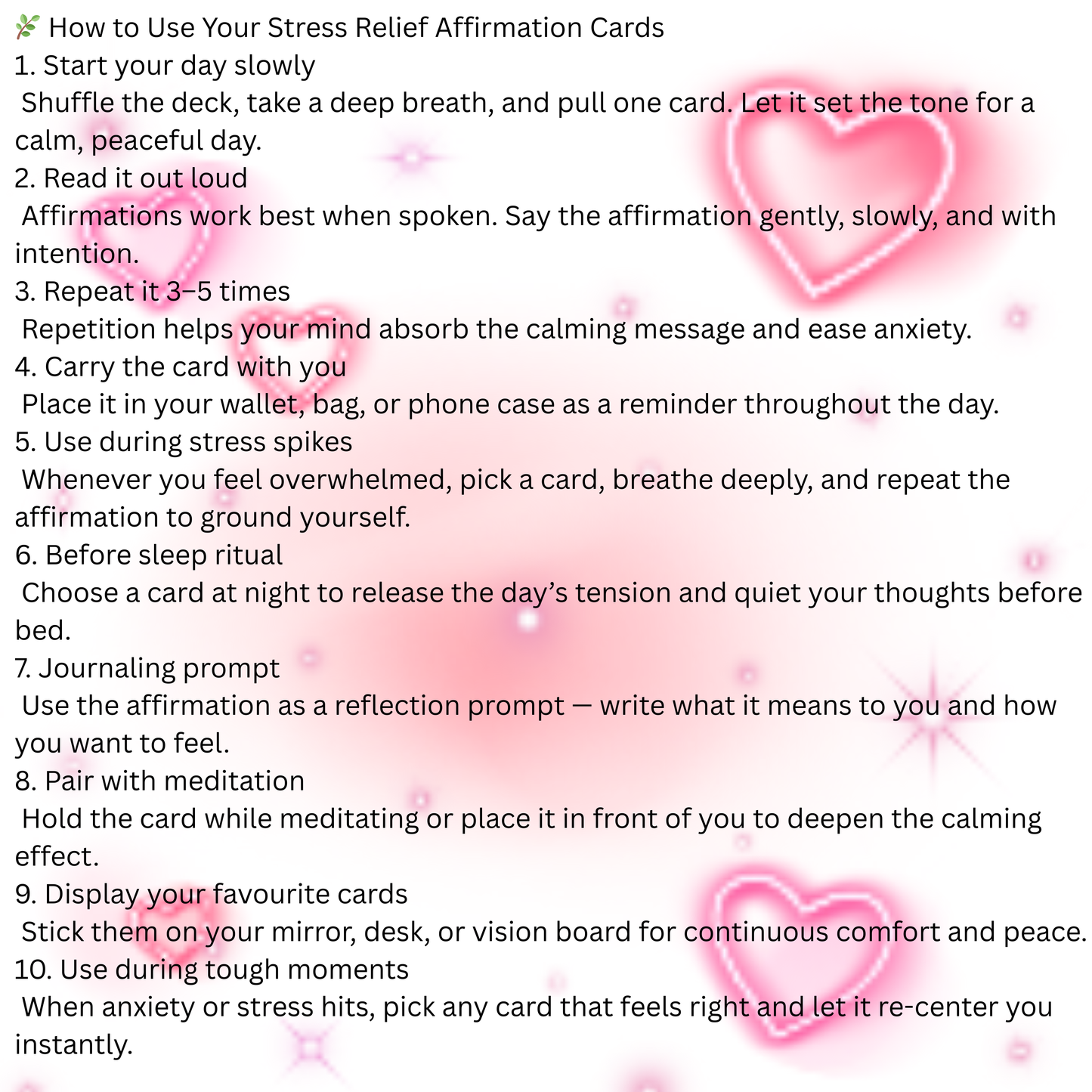 Stress Relief Affirmation Cards – Digital Download