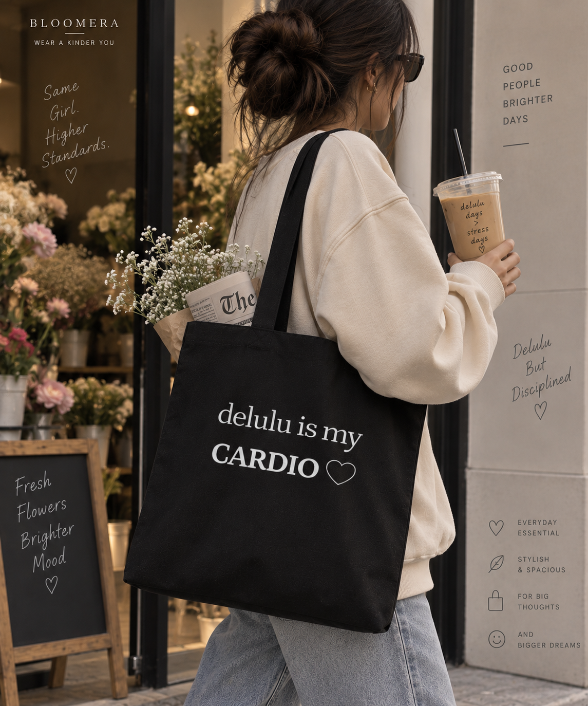 Delulu Is My Cardio Tote Bag | Funny Aesthetic Canvas Tote Bag