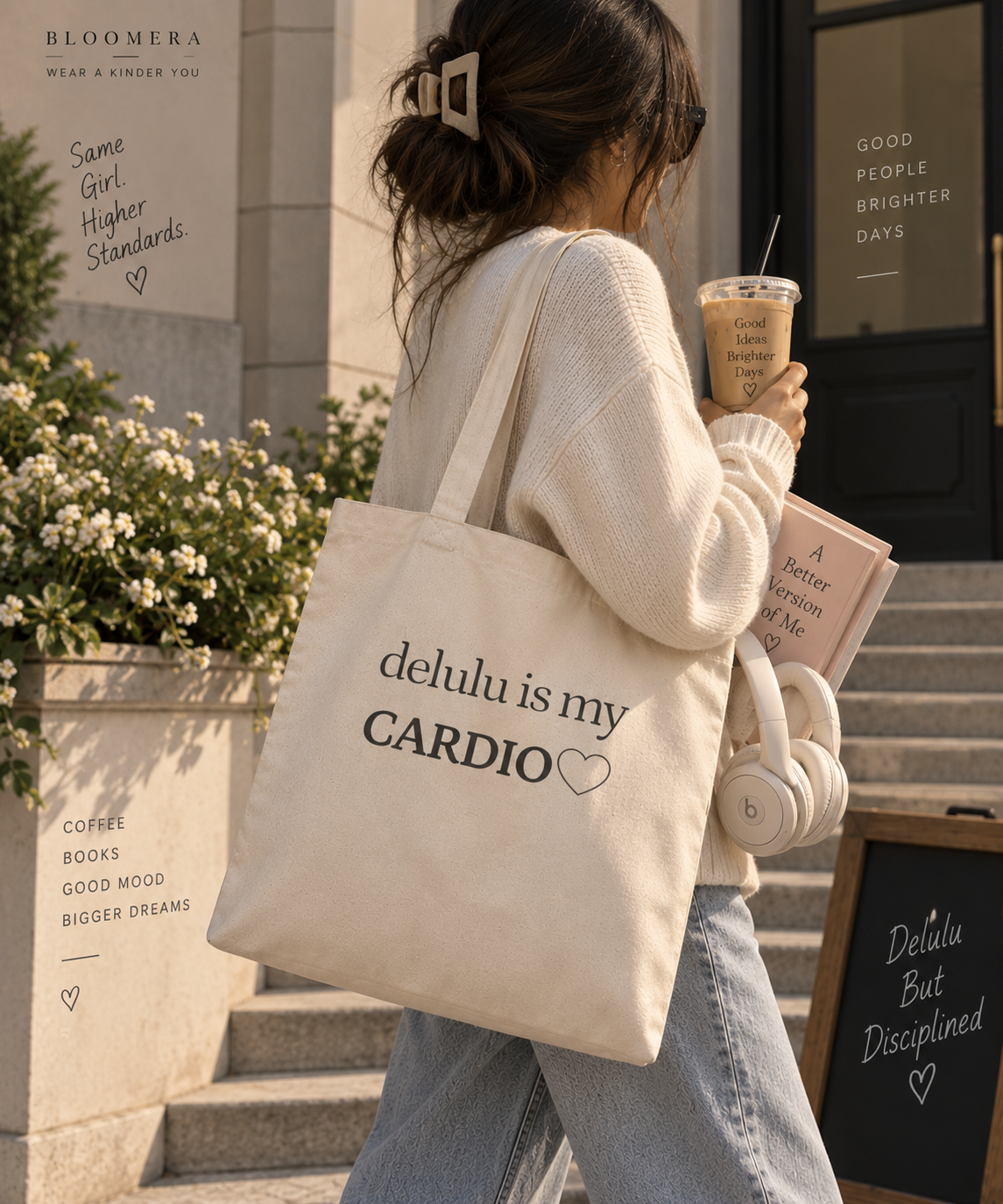 Delulu Is My Cardio Tote Bag | Funny Aesthetic Canvas Tote Bag