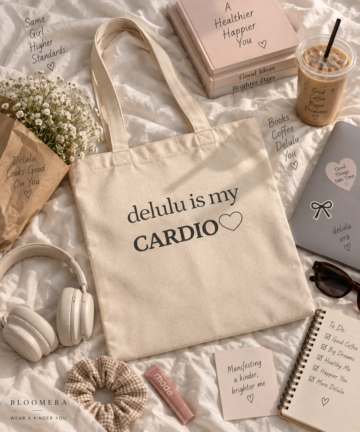 Delulu Is My Cardio Tote Bag | Funny Aesthetic Canvas Tote Bag