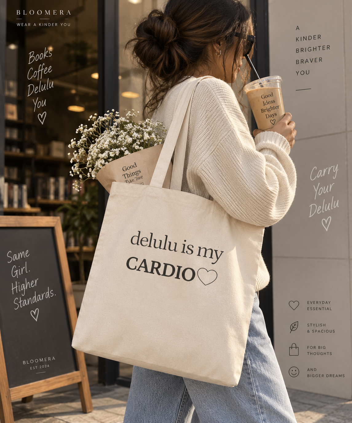 Delulu Is My Cardio Tote Bag | Funny Aesthetic Canvas Tote Bag