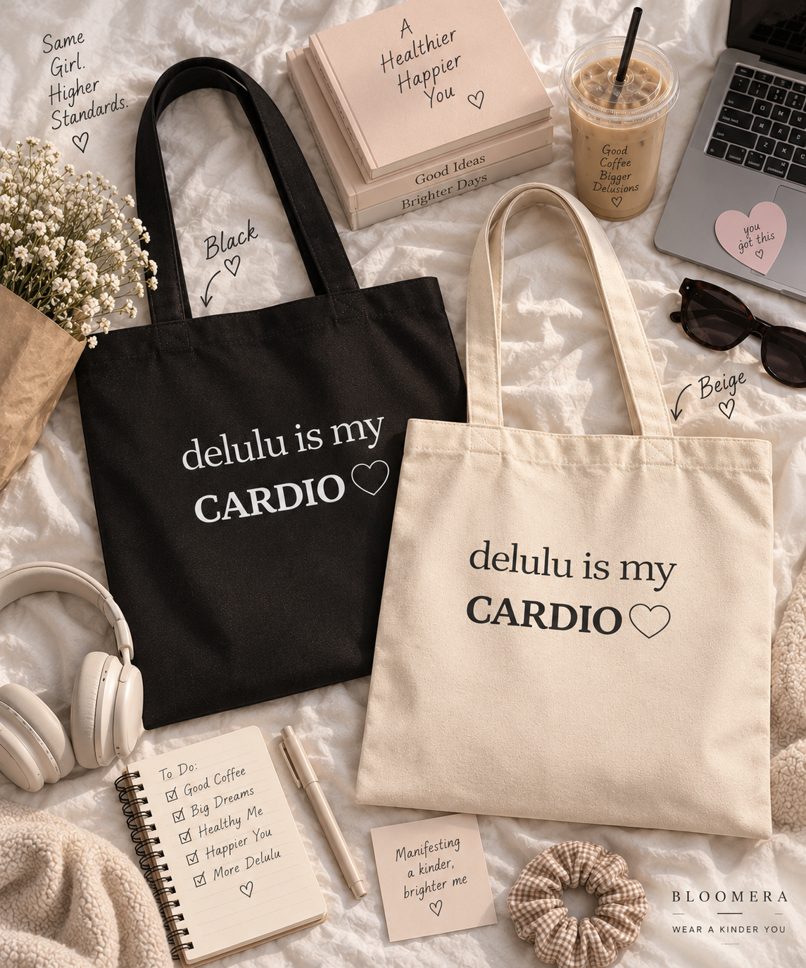Delulu Is My Cardio Tote Bag | Funny Aesthetic Canvas Tote Bag