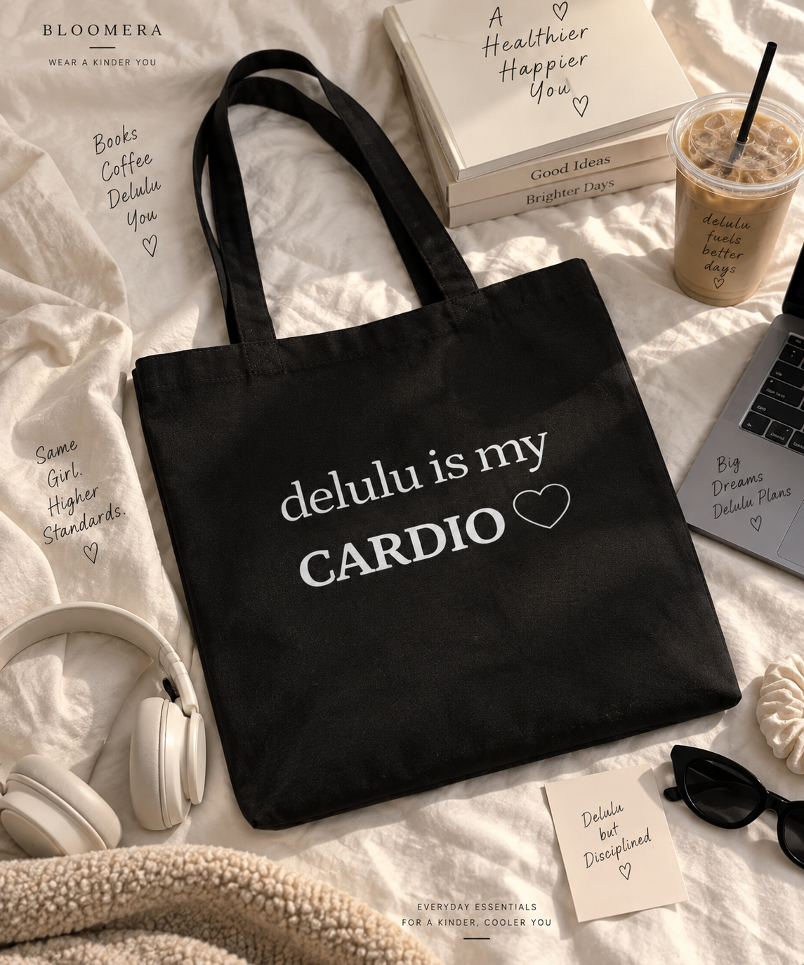 Delulu Is My Cardio Tote Bag | Funny Aesthetic Canvas Tote Bag