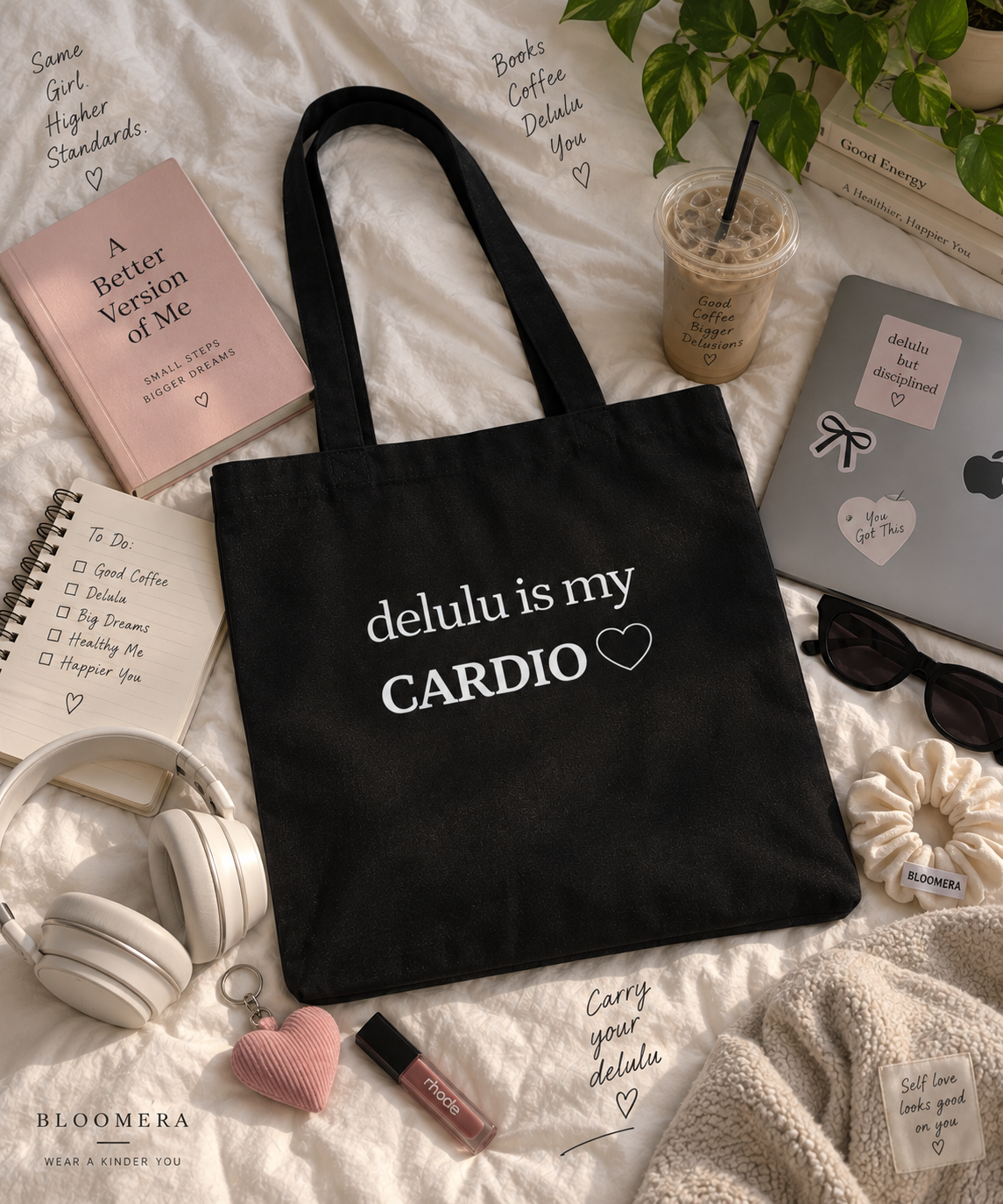 Delulu Is My Cardio Tote Bag | Funny Aesthetic Canvas Tote Bag