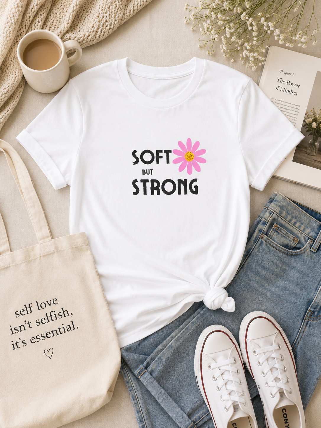 🌸 Bloomera "Soft but Strong" Graphic Tee".
